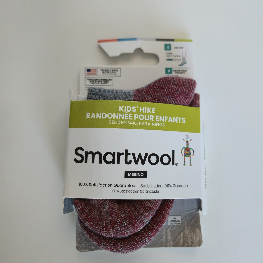 Smartwool Kids' Hike Merino Socks - Heathered Red & Gray - Size S NWT
